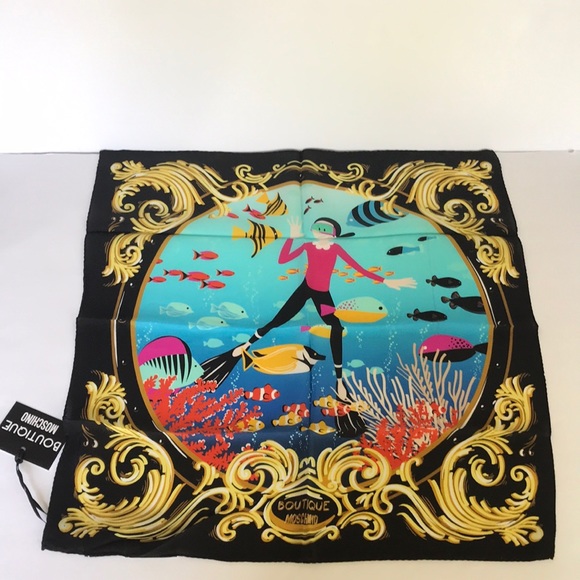 Moschino Accessories - Boutique Moschino Scarf Olive Oyl Snorkeling Silk